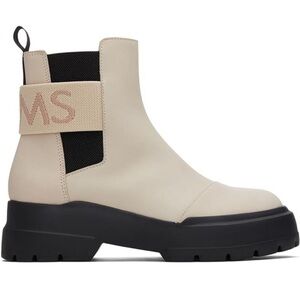 TOMS Alpargata Combat Boot Leather Natural Black Lug Sole Chelsea Boot Size 6